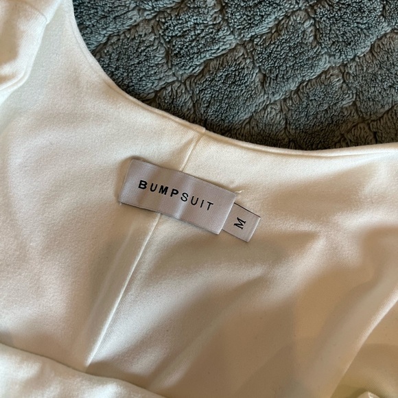 The Cindy Bumpsuit in Ivory | Soft Stretchy Maternity Bike Short Romper - Picture 5 of 5